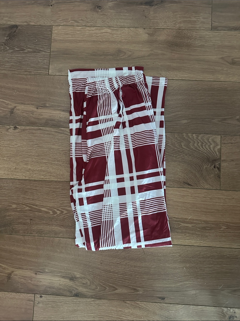 Women's Red and White Plaid Leggings
